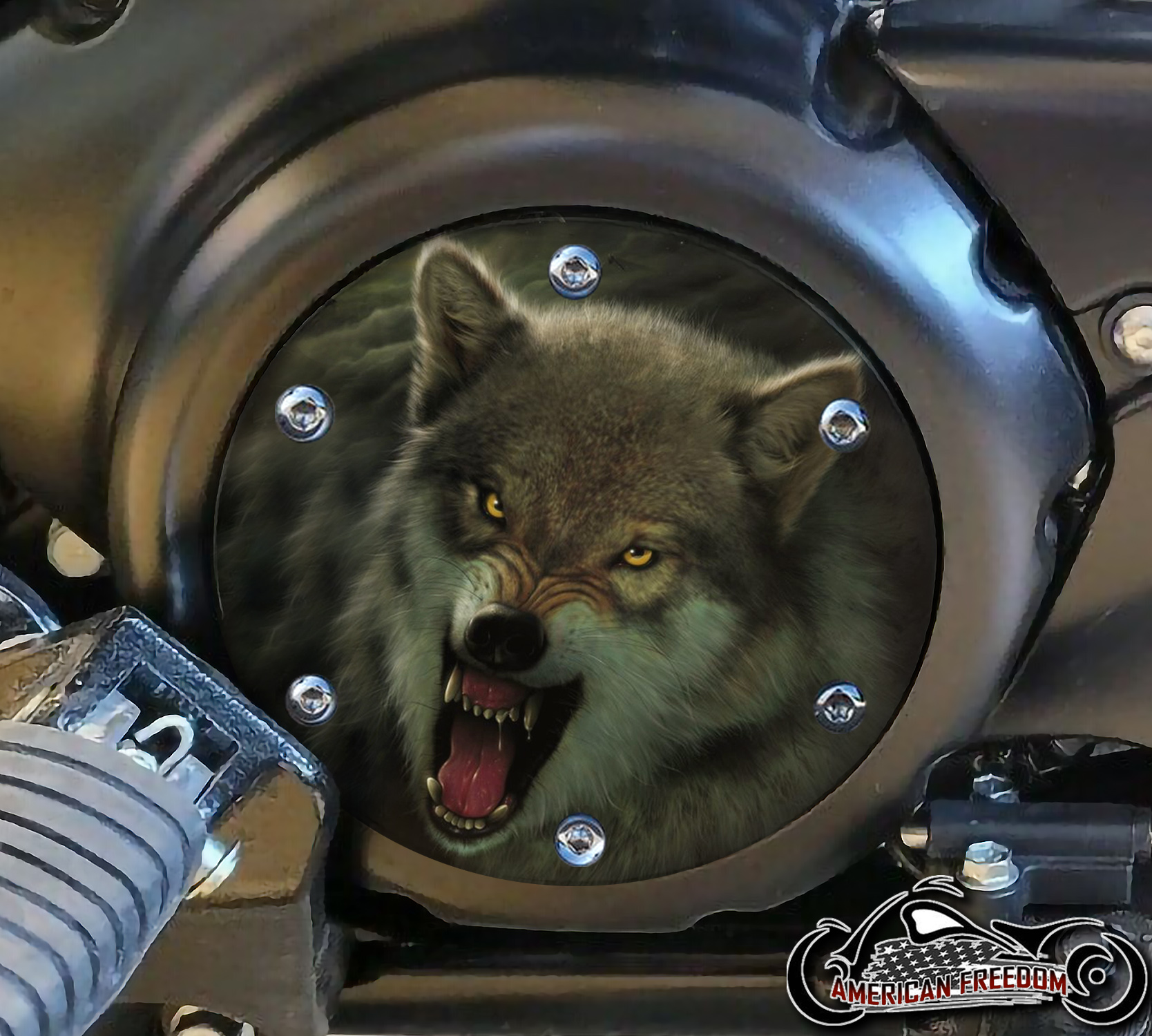 SUZUKI M109R Derby/Engine Cover - Snarling Wolf